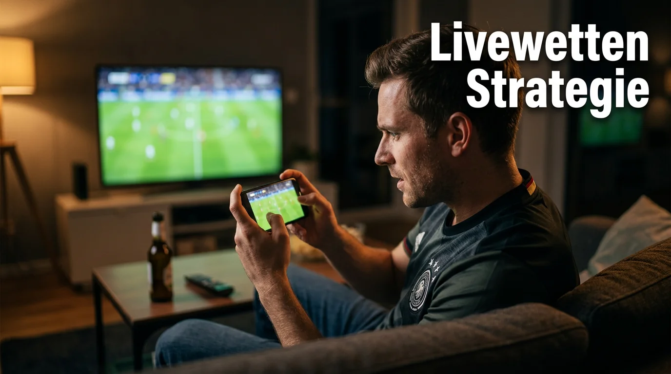 EM 2028 Livewetten: Fan verfolgt Fußballspiel auf dem Smartphone